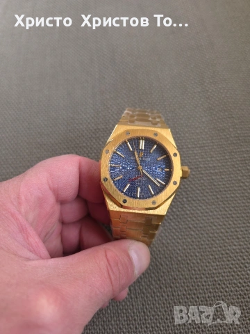 Промоция!!! Мъжки механичен часовник Yellow Gold 🪙 Audemars Piguet - Royal Oak - Blue Dial - 15202OR, снимка 2 - Мъжки - 53103757