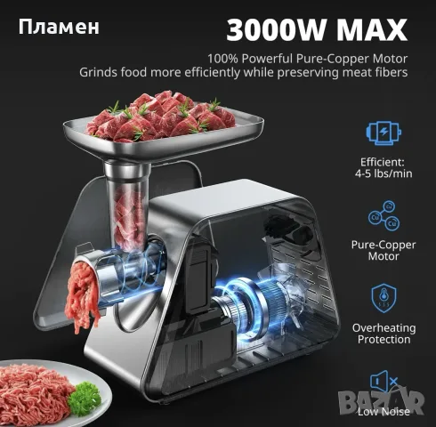 Електрическа месомелачка AIRMSEN MGR-080 3 в 1 800W Нова, снимка 4 - Месомелачки - 55439786