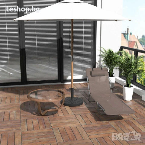 Сгъваем шезлонг Outsunny кафяв, снимка 3 - Градински мебели, декорация  - 55005356