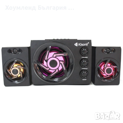 Аудио система с две колони и буфер с блутут и подсветка, снимка 5 - Аудиосистеми - 54303959
