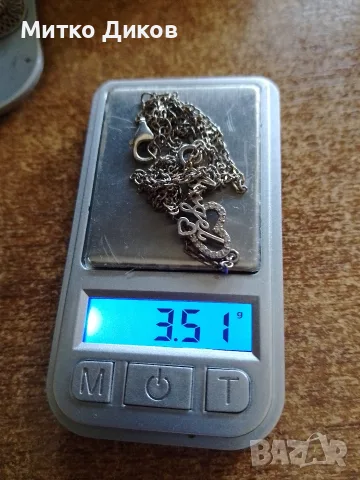 сребърно колие мой "Angel", комбинирано със символ за безкрайност и малки сърца-925 пр. сребро 3.51г