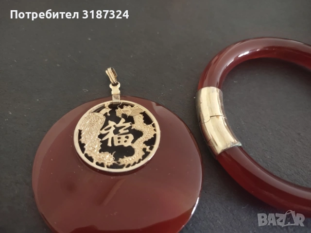 Комплект, много красив, гривна и медальон, снимка 2 - Гривни - 54900516