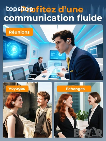 Нови Смарт Слушалки Преводач Relxhome ki Translator Open Ear 150 Езика Bluetooth 5.4 Батерия 60ч ..., снимка 8 - Bluetooth слушалки - 54990245