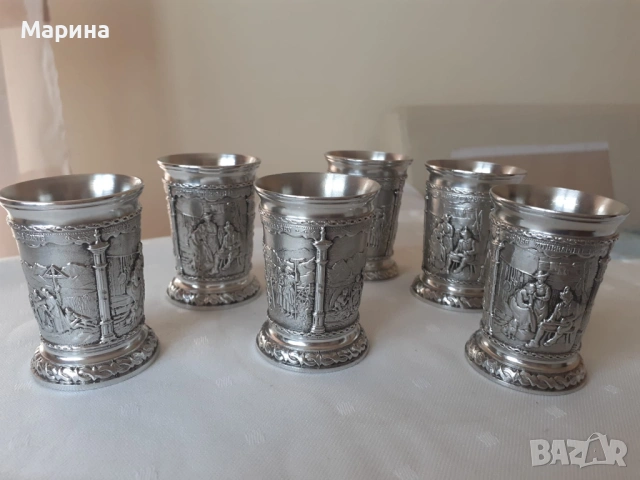 Комплект за ракия от калай Antik*Vintage № 23 1, снимка 3 - Антикварни и старинни предмети - 54458780