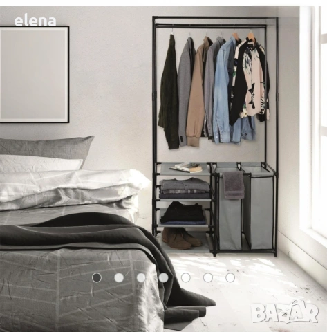 Отворен Гардероб Закачалка с рафтове и 2коша за пране, снимка 2 - Гардероби - 54015298