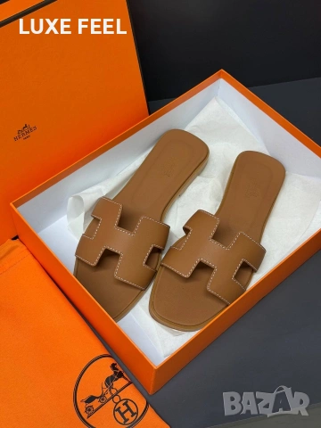 Hermes ✨ Естествена Кожа с Кутия Дамски Чехли 