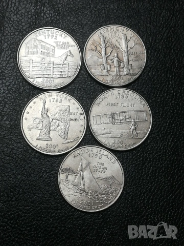пълен лот 1/4 долар 2001 г. Американски щати