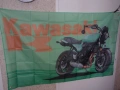 Kawasaki Знаме банер реклама мотор мотоциклети японски път задна гума рокер събор магистрала бързина, снимка 1