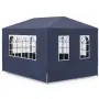 Градинска шатра павилион 3x4x2.5 м синя – Парти шатра със стени, 4 прозореца и вход с цип, снимка 4