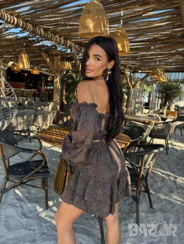 летен шоколадов сет с бродерии на LBD, сет Avin , снимка 2 - Комплекти - 55225778