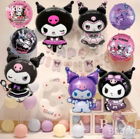 10 вида Hello Kitty Кити Melody Kuromi Cinnamoroll Sanrio балон фолио фолиев хелий или въздух парти, снимка 7 - Други - 55335785