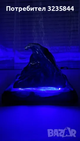 Уникални ръчно изработени скулптури/лампи "Вълни" от дърво и смола (LED), снимка 7 - Декорация за дома - 55380297