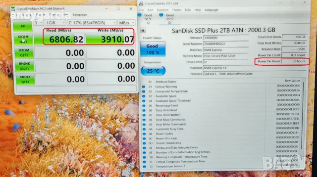 SanDisk SSD PLUS M.2 NVMe PCIe Gen 4.0 скорост 6800MB/s read 4000MB/s write диск ссд лаптоп настолен, снимка 2 - Твърди дискове - 55326758