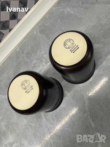 Комплект от две скандинавски кафяви чаши Höganäs Keramik Blyfritt Stengods Sverige, снимка 3 - Чаши - 53949646