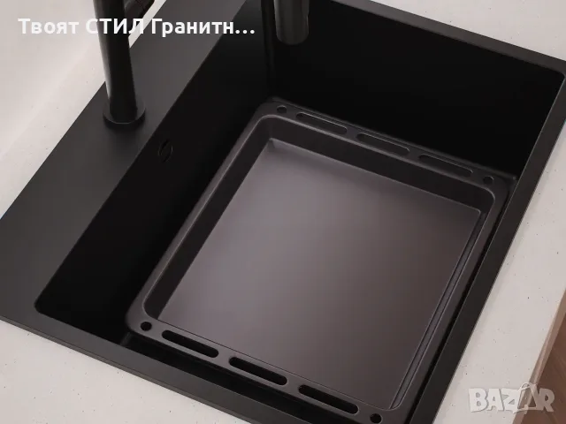 К-т Мивка Рига 60 със Смесител Flex 6020 и Класически сифон Дозатор Аксесоари Промо Черна  -28% Ново, снимка 4 - Мивки - 55431325