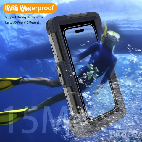 Водоустойчив калъф за телефон за подводно гмуркане за iPhone 16/15/14/13/12/11/Pro Max/Pro/, снимка 6 - Калъфи, кейсове - 54467282