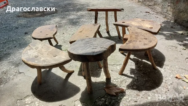 Трикраки стари столчета и маси, стол, маса паралия, синия, снимка 12 - Други - 55433914