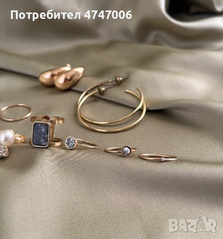 2 x обеци и 8 x пръстена, снимка 2 - Бижутерийни комплекти - 54792567