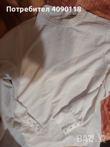 Бяла блуза с дълъг ръкав H&M