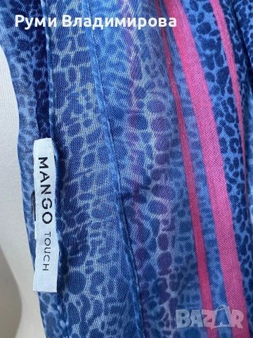 Син, летен шал Mango touch, змийски принт, снимка 3 - Шалове - 47950367