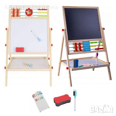 Мултифункционална образователна детска дъска с дървена рамка, магнитна, за писане и рисуване, снимка 10 - Образователни игри - 54142498