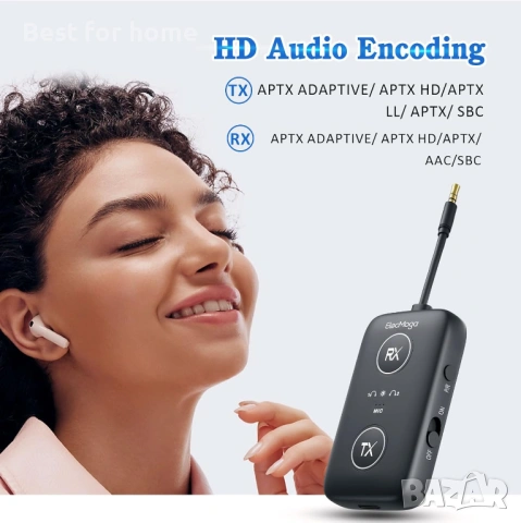Bluetooth 5.4 предавател и приемник ElecMoga aptX, снимка 8 - Друга електроника - 54519803