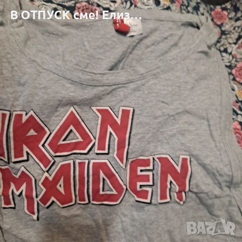 Лицензен потник Iron Maiden сив, фин, шерок ХЛ, снимка 2 - Тениски - 54655739