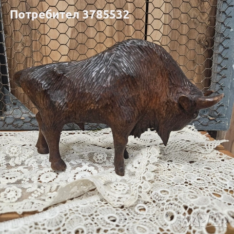 Дървен бик, снимка 2 - Статуетки - 55038273