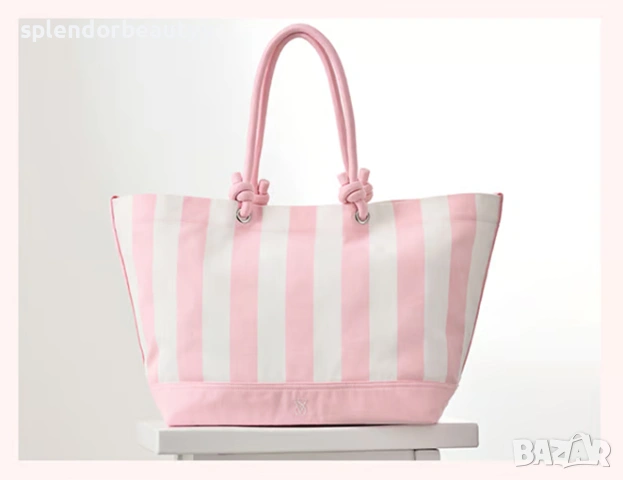 Victoria's Secret Heritage Stripe Rope Handle Tote Bag Голяма дамска чанта, снимка 6 - Чанти - 54209552