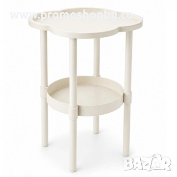 Помощна масичка, мобилна маса, форма на детелина, Бяла, снимка 4 - Маси - 54543734
