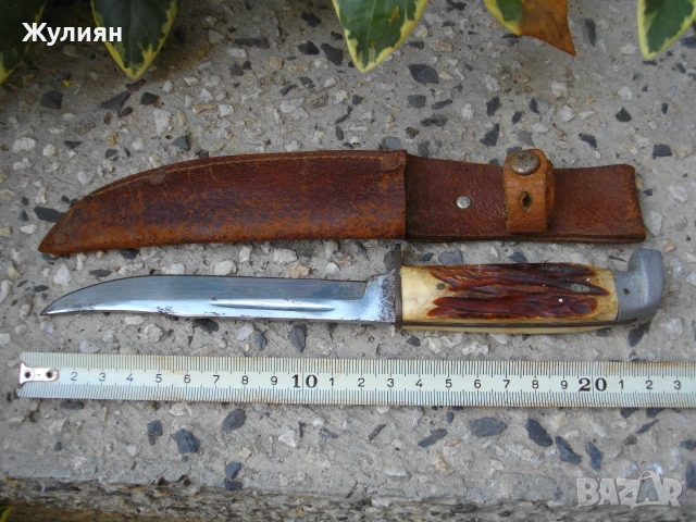 СТАР НОЖ С КАНИЯ РОГОВА ДРЪЖКА