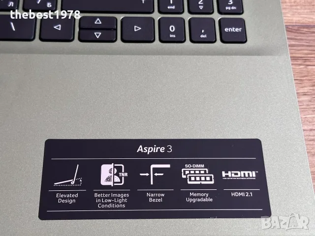 15.6 Acer Green A315`Core i7-1255U/12GB DDR4/512GB NVMe/Full HD IPS/Батерия 8ч, снимка 3 - Лаптопи за работа - 55609695