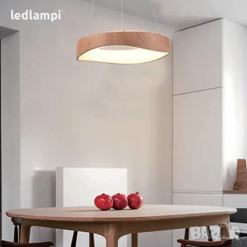 LED Полилей 18W Дизайн Дърво + Бяло Тяло Ф400mm Топло Бяла Светлина, снимка 5 - Полилеи - 50110912