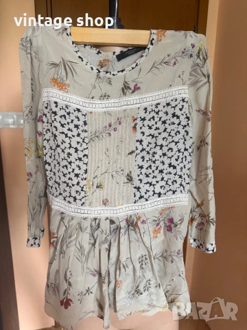 Копринена блуза тип пеплум Weekend Max Mara, размер IT 42(M), снимка 7 - Блузи с дълъг ръкав и пуловери - 54632827
