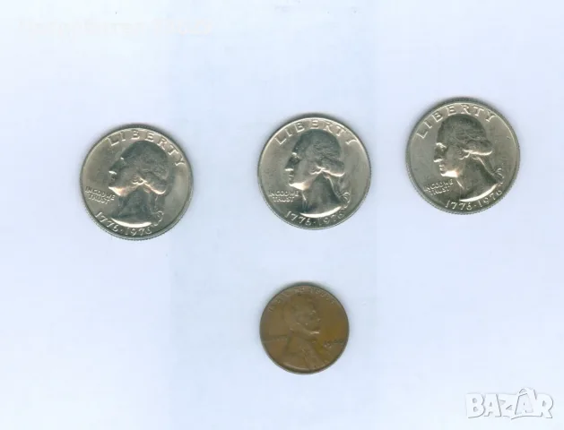 АМЕЛИКАНСКИ ДОЛАРИ ОТ 1976 И МОНЕТА ОТ ДЕСЕТ ЦЕНТА - МОГО ЗАПАЗЕНИ