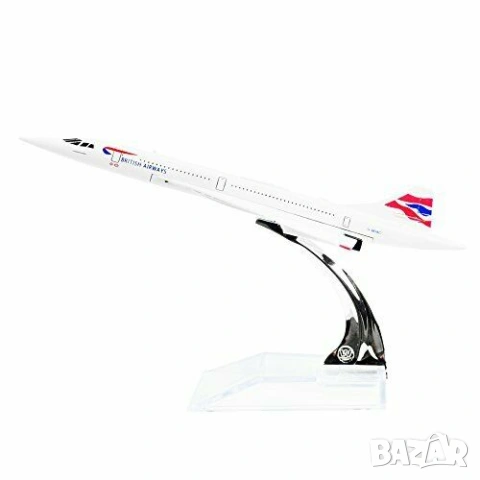 Concorde самолет модел макет метален British Airways Конкорд свръхзвуков пътнически бърз полет Max 2, снимка 4 - Други - 54750651