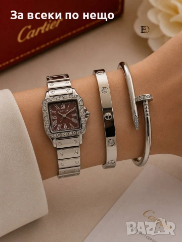 Cartier Дамски Комплект Часовник С Гривни - Различни Модели Код SK1732, снимка 3 - Подаръци за жени - 54975709