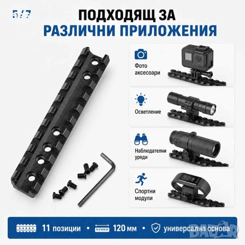 Стойка пикатини за ловна пушка лястовича опашка карабина оптика мерник, снимка 7 - Оборудване и аксесоари за оръжия - 35888188