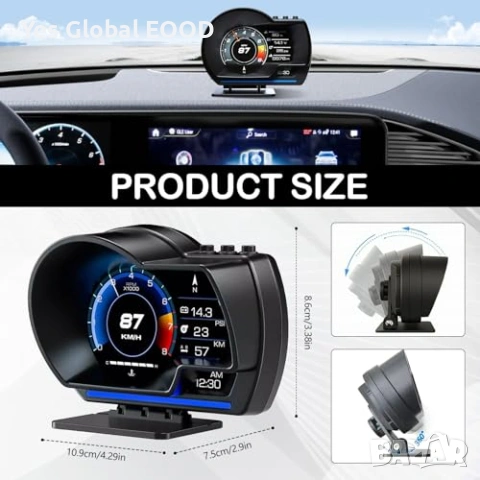 OBD2 + GPS дигитален HUD скоростомер за кола, снимка 3 - Друга електроника - 54643589