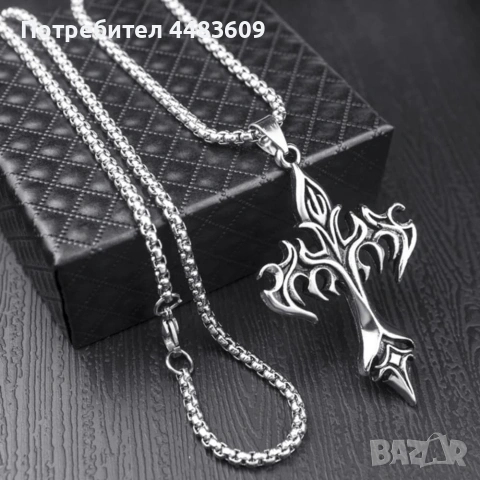 Колие Пламтящ Кръст, снимка 2 - Колиета, медальони, синджири - 54370181