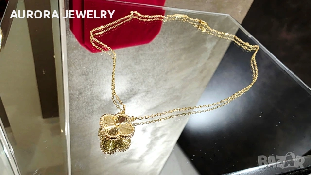 Van Cleef & Arpels VCA Gold Clear Vintage Alhambra Clover Дамско Колие, снимка 3 - Колиета, медальони, синджири - 54603024
