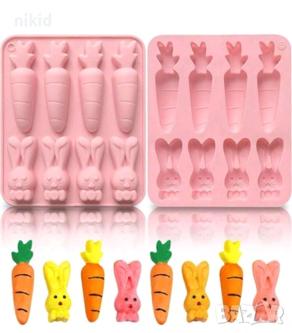 Морков моркови заек зайце силиконов молд фондан шоколад гипс фондан тесто