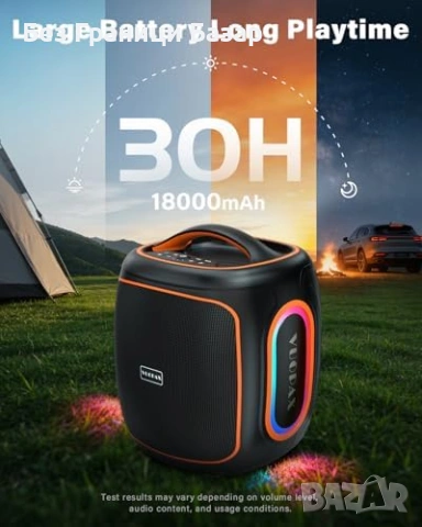 Нова Преносима Bluetooth Колона 120W Subwoofer TWS RGB 30 часа Батерия Високоговорил, снимка 5 - Тонколони - 54478513