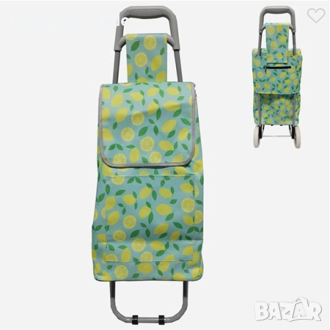 Пазарска количка  Mercado Trade, Сгъваема, Зелена, 34x28x96cм, снимка 2 - Чанти - 55180858