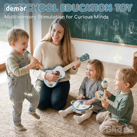 Комплект дървени детски музикални инструменти Lehoo Castle Dinosaur, снимка 6 - Музикални играчки - 54037841