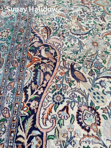 Копринен килим ръчно тъкан, снимка 5 - Килими - 54098408