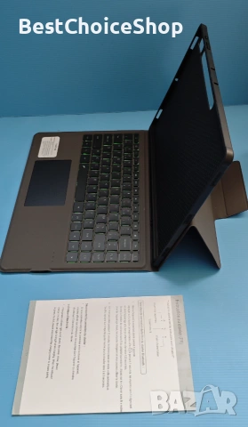 Клавиатурен калъф за Samsung Galaxy Tab 14.6" 7-цветно подсветка безжичен тъчпад AZERTY, снимка 3 - Калъфи, кейсове - 55038786
