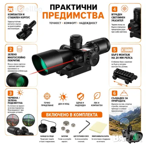 Тактически оптически бързомерец лазерен прицел 2.5-10x40 за пушка лов, снимка 4 - Оборудване и аксесоари за оръжия - 30324461