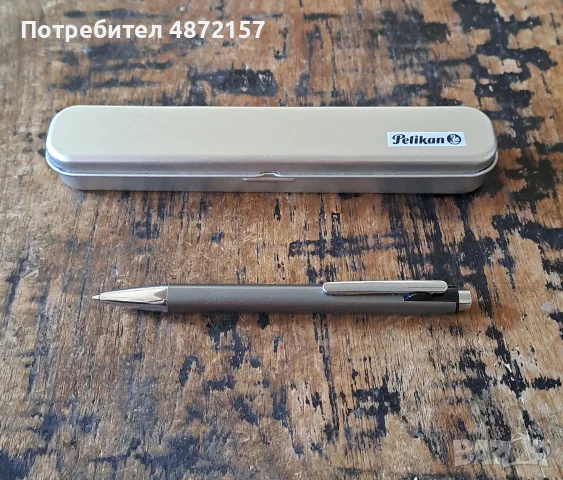 химикалка Пеликан сиво платинен металик в метална кутия, Peliкan Snap