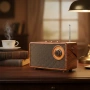 Bluetooth радио колонка AS23, 5W, 1500mAh, Кафява в ретро стил с кожена дръжка, снимка 1